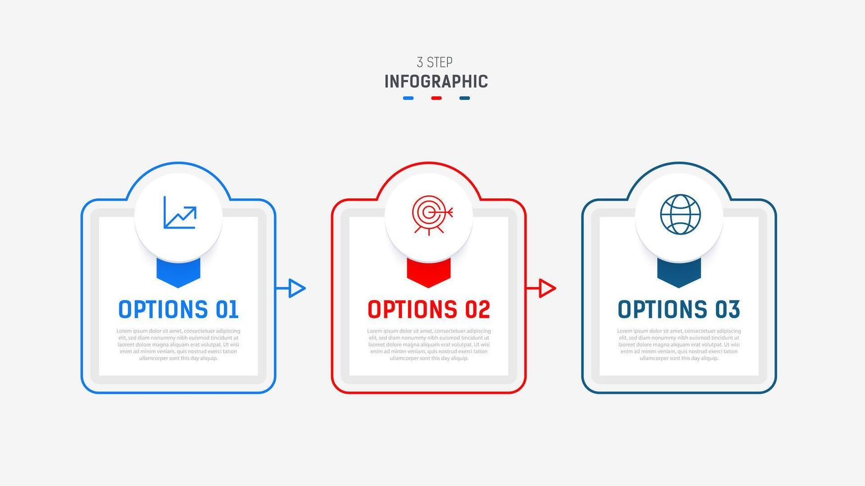 Three Step Infographic label design template with line icons. process steps diagram, presentations, workflow layout, banner, flow chart, info graph illustration. vector