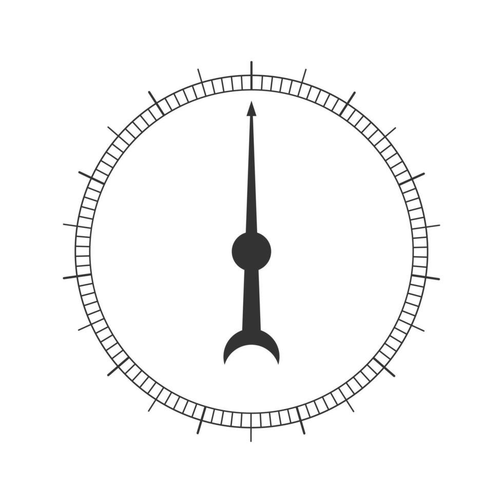 Round measuring scale with arrow. Graphic template of barometer, compass, navigation or pressure meter tool interface vector