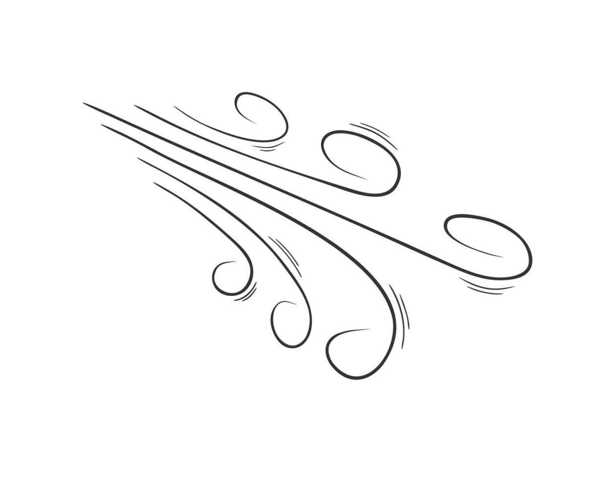 Air flow or wind blow doodle swirls. Gust, smoke, dust hand drawn effect vector