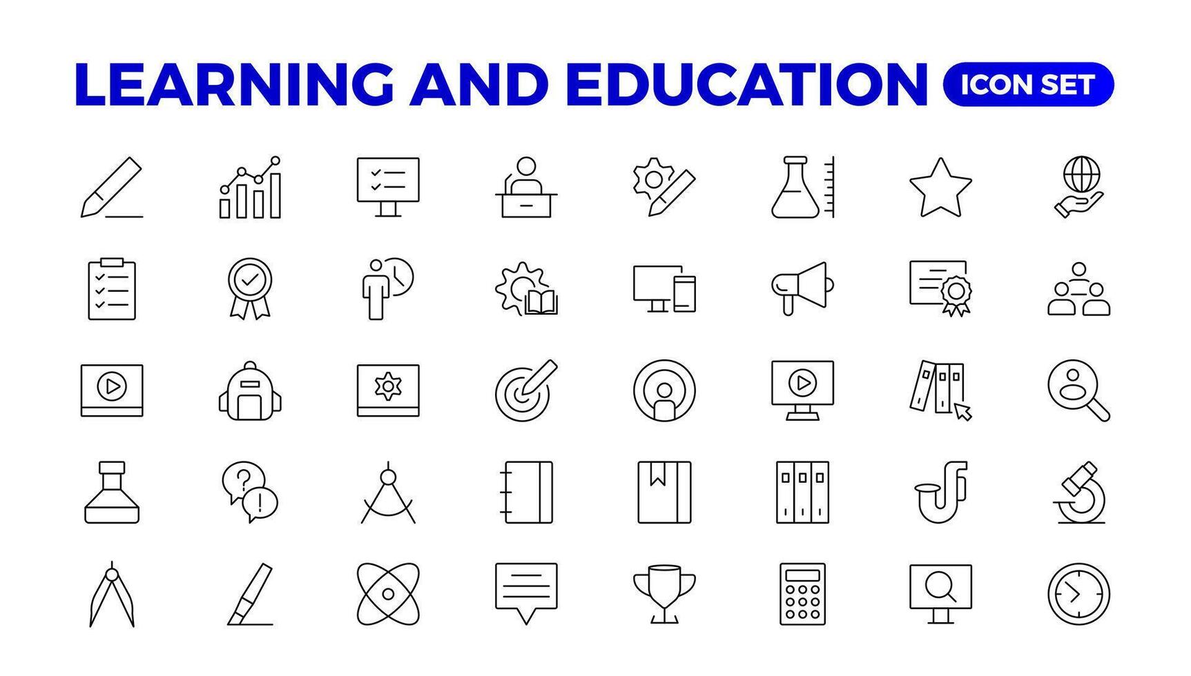 Education Learning thin line set. Back to school icon set with different icons related to education, success, academic subjects, and more. Education, School, editable stroke icons. vector