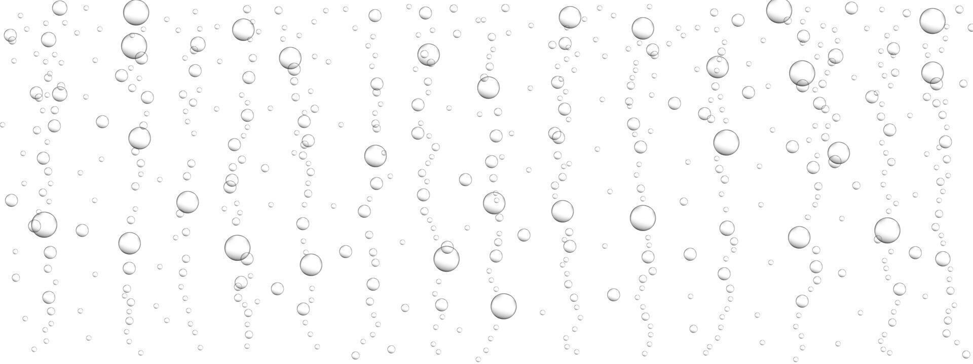 Transparent bubbles background. Fizzy drink, carbonated water, seltzer, beer, soda, champagne or sparkling wine texture. Underwater air stream in ocean, sea or aquarium vector
