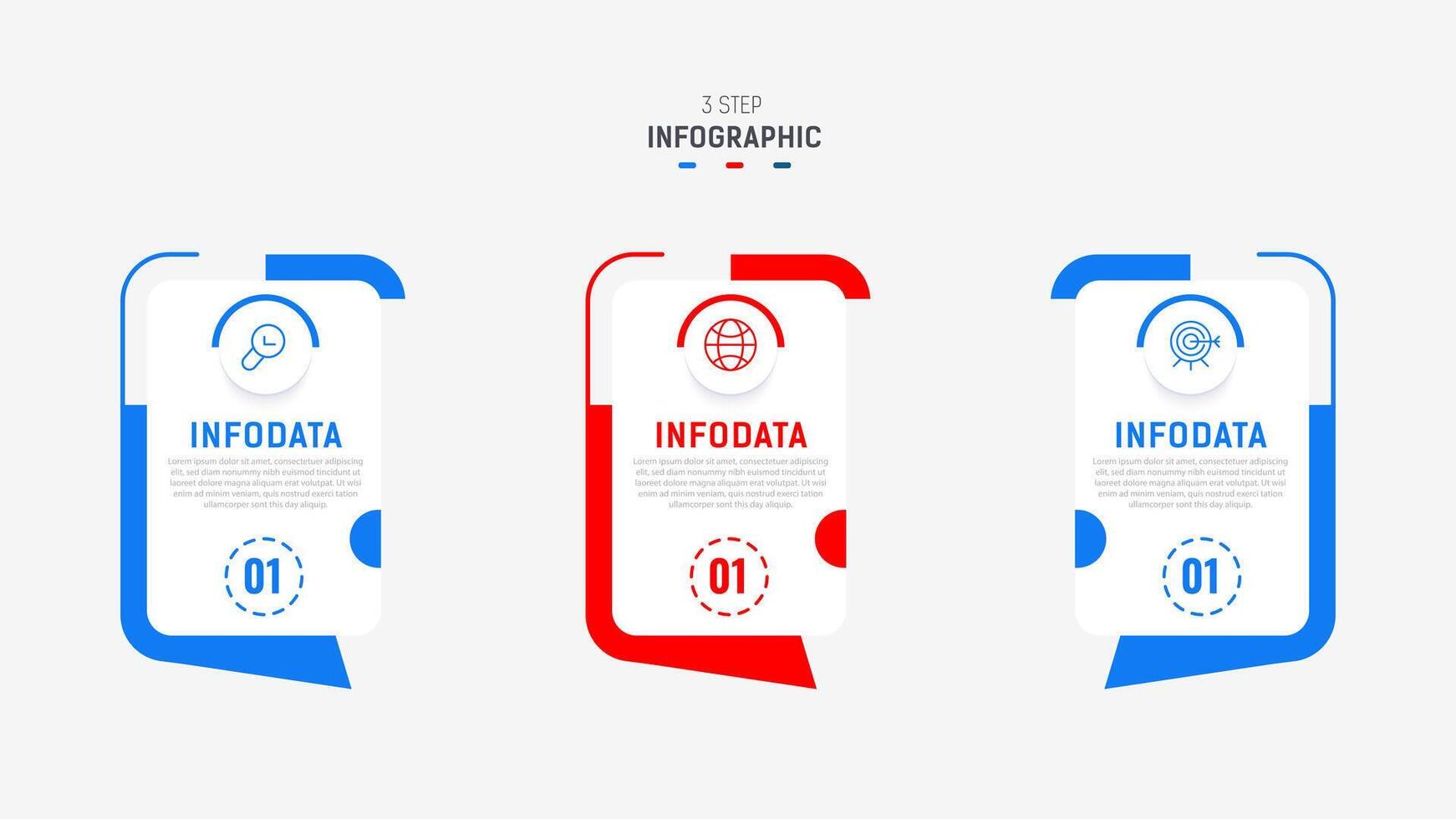 Three Step Infographic label design template with line icons. process steps diagram, presentations, workflow layout, banner, flow chart, info graph illustration. vector