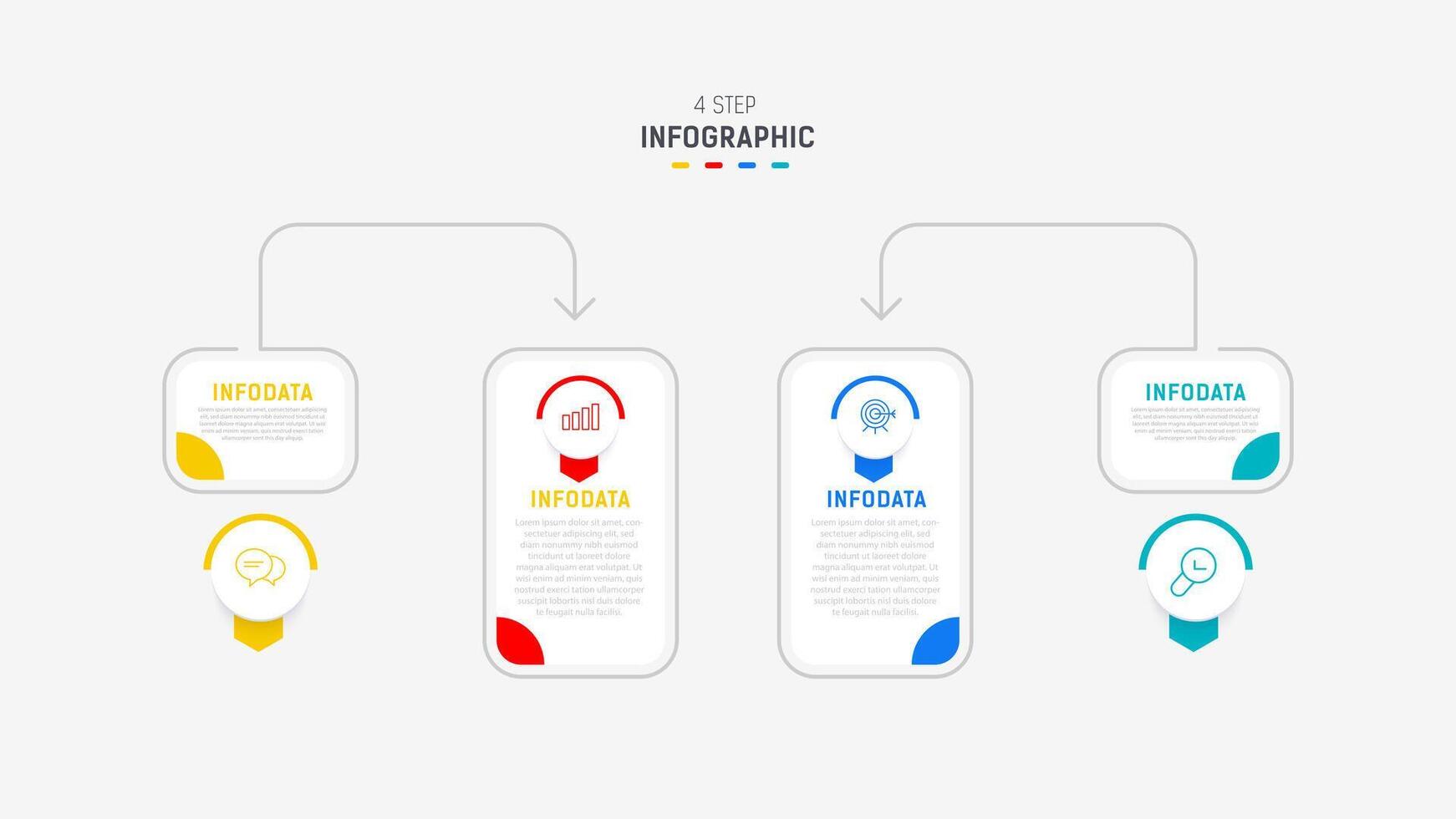 Four Step Infographic element design template for presentation. process diagram and presentations step, workflow layout, banner, flow chart, info graphic illustration. vector