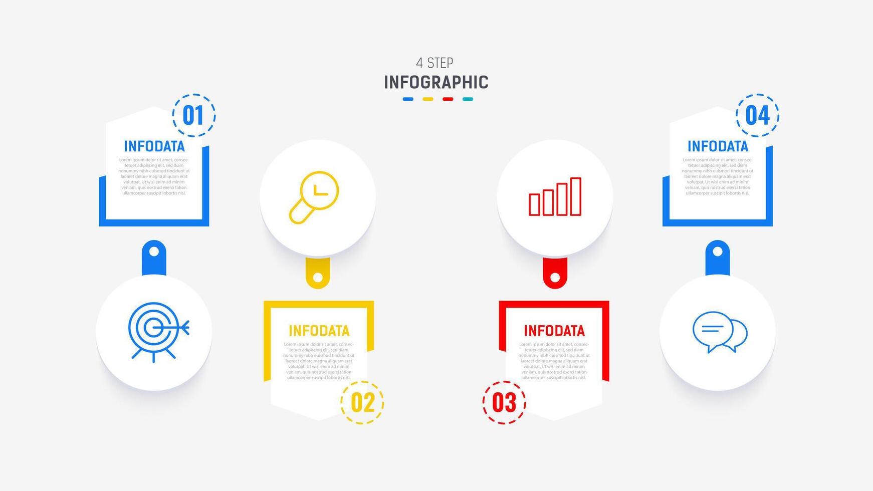Four Step Infographic element design template for presentation. process diagram and presentations step, workflow layout, banner, flow chart, info graphic illustration. vector