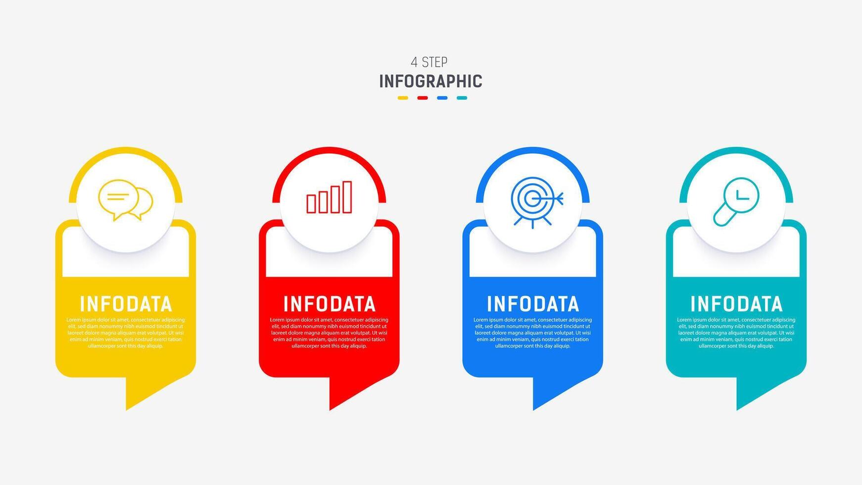 Four Step Infographic element design template for presentation. process diagram and presentations step, workflow layout, banner, flow chart, info graphic illustration. vector