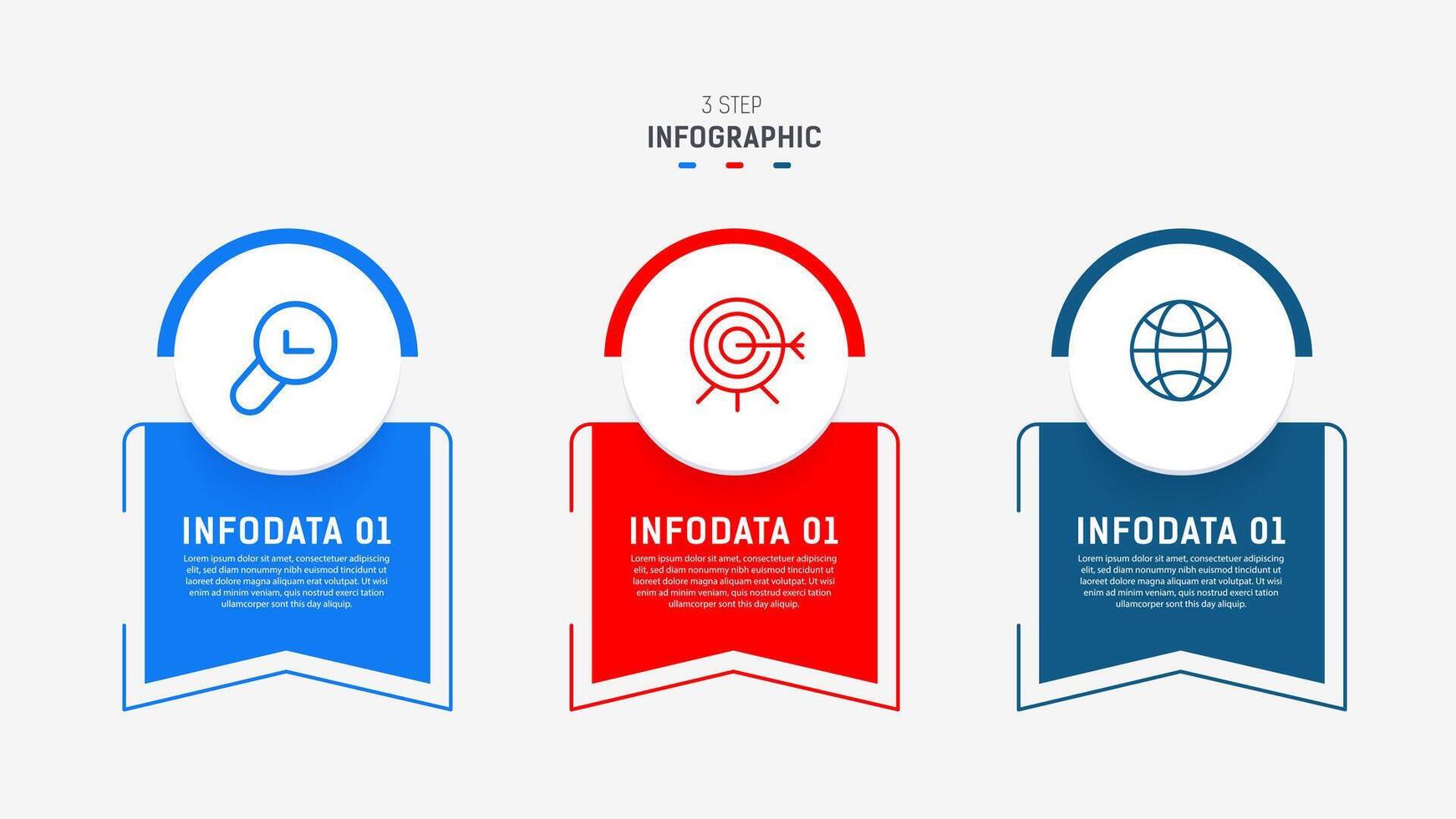 Three Step Infographic label design template with line icons. process steps diagram, presentations, workflow layout, banner, flow chart, info graph illustration. vector