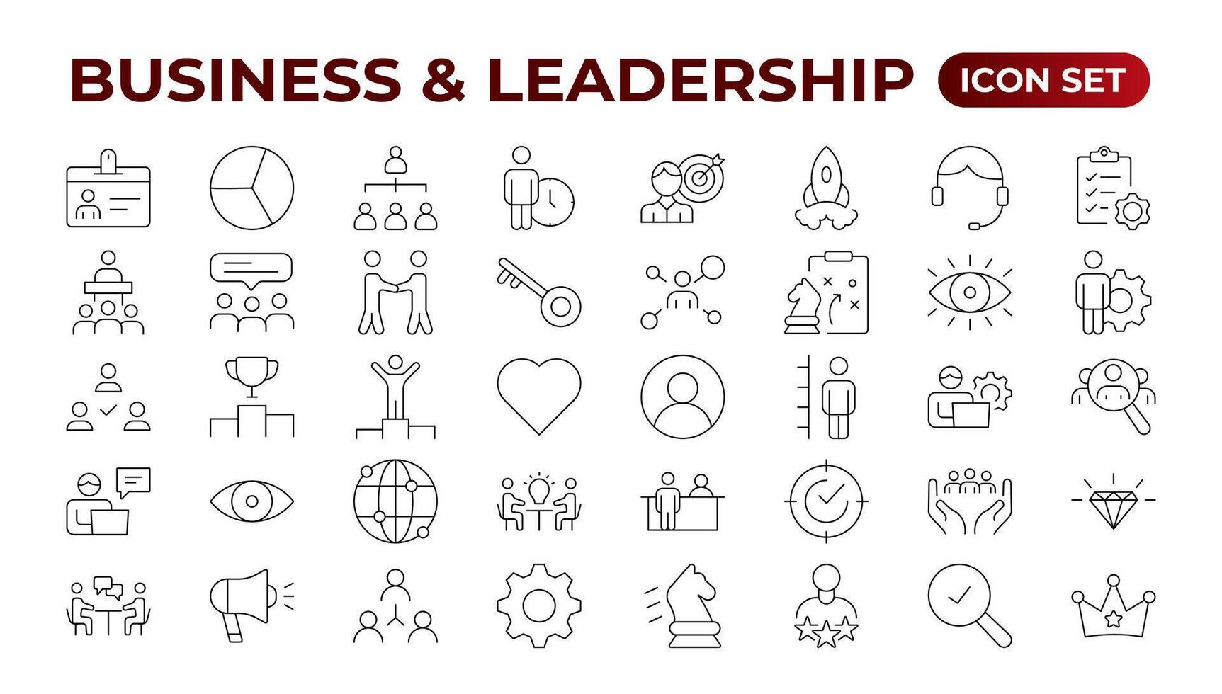 Business people line icons collection. Teamwork, goal, education, skills, career icons. UI icon set. Thin outline pack.management, administration, supervision, leadership, business. Outline icon set. vector