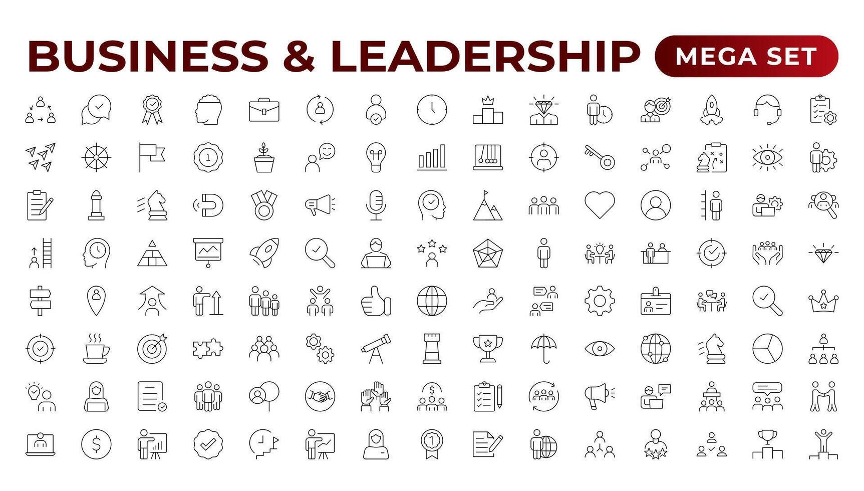 Business people line icons collection. Teamwork, goal, education, skills, career icons. UI icon set. Thin outline pack.management, administration, supervision, leadership, business. Outline icon set. vector