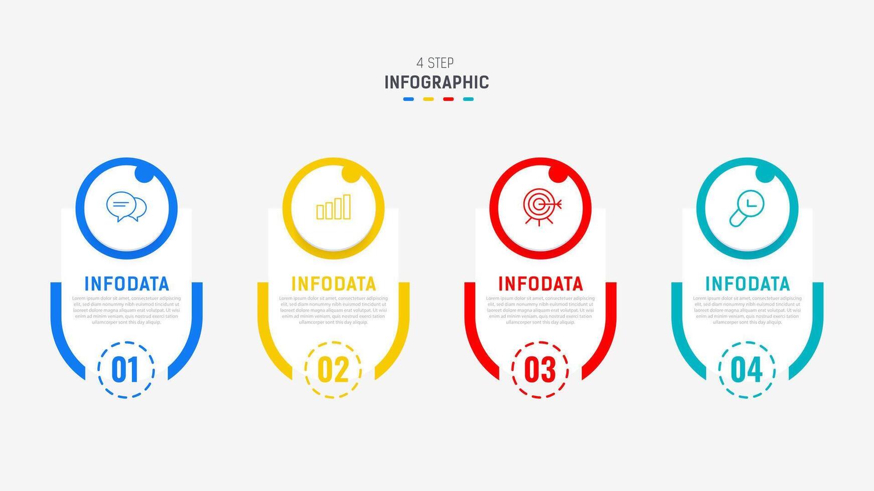 Four Step Infographic element design template for presentation. process diagram and presentations step, workflow layout, banner, flow chart, info graphic illustration. vector