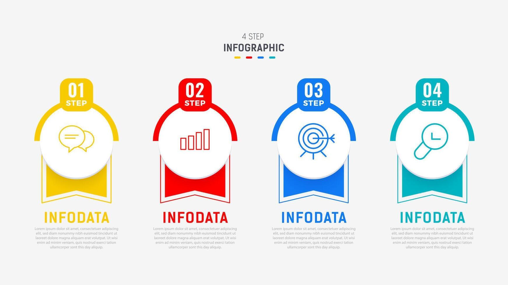 Four Step Infographic element design template for presentation. process diagram and presentations step, workflow layout, banner, flow chart, info graphic illustration. vector