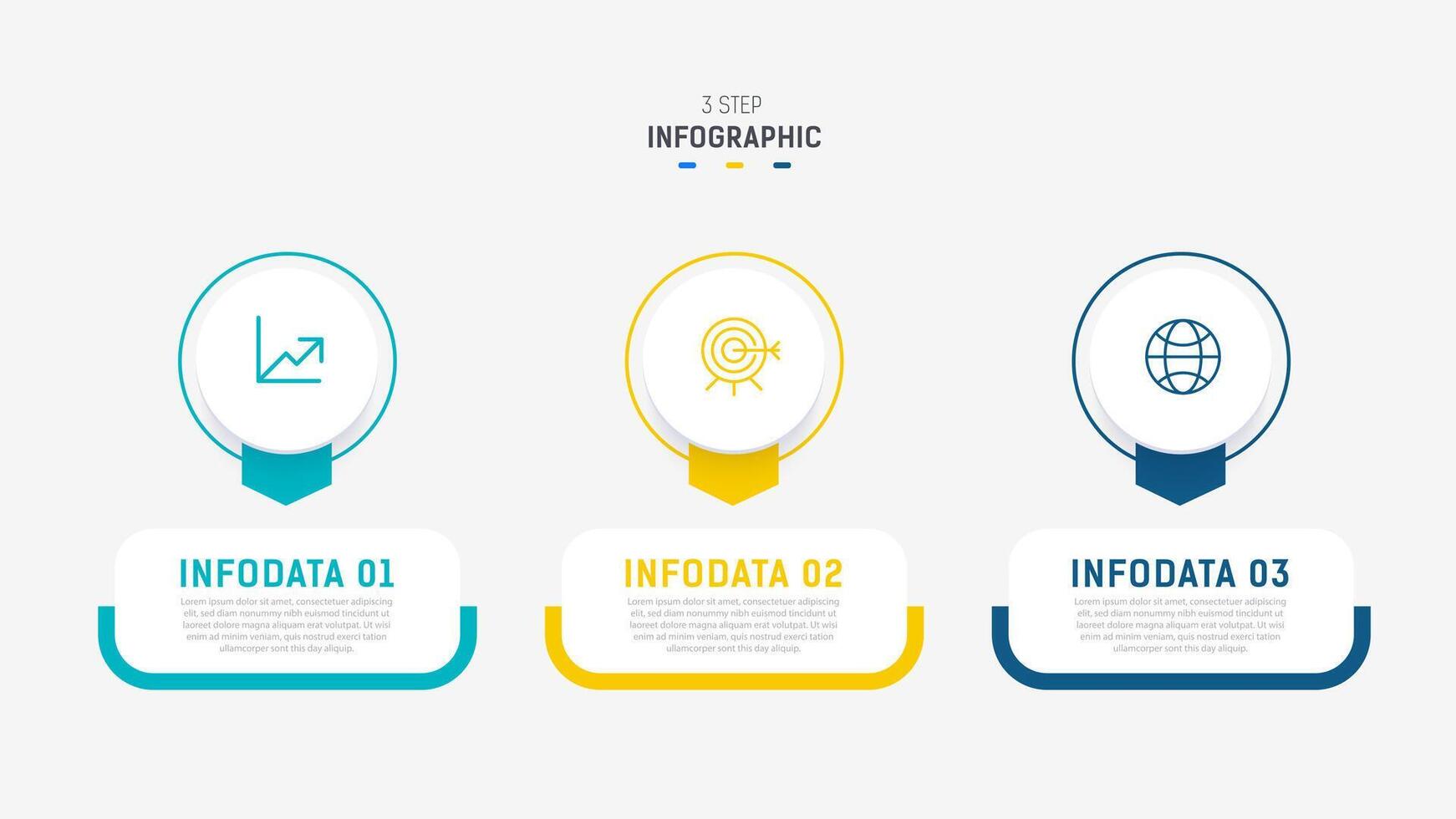 Tres paso infografía etiqueta diseño modelo con línea iconos proceso pasos diagrama, presentaciones, flujo de trabajo disposición, bandera, fluir cuadro, informacion grafico ilustración. vector