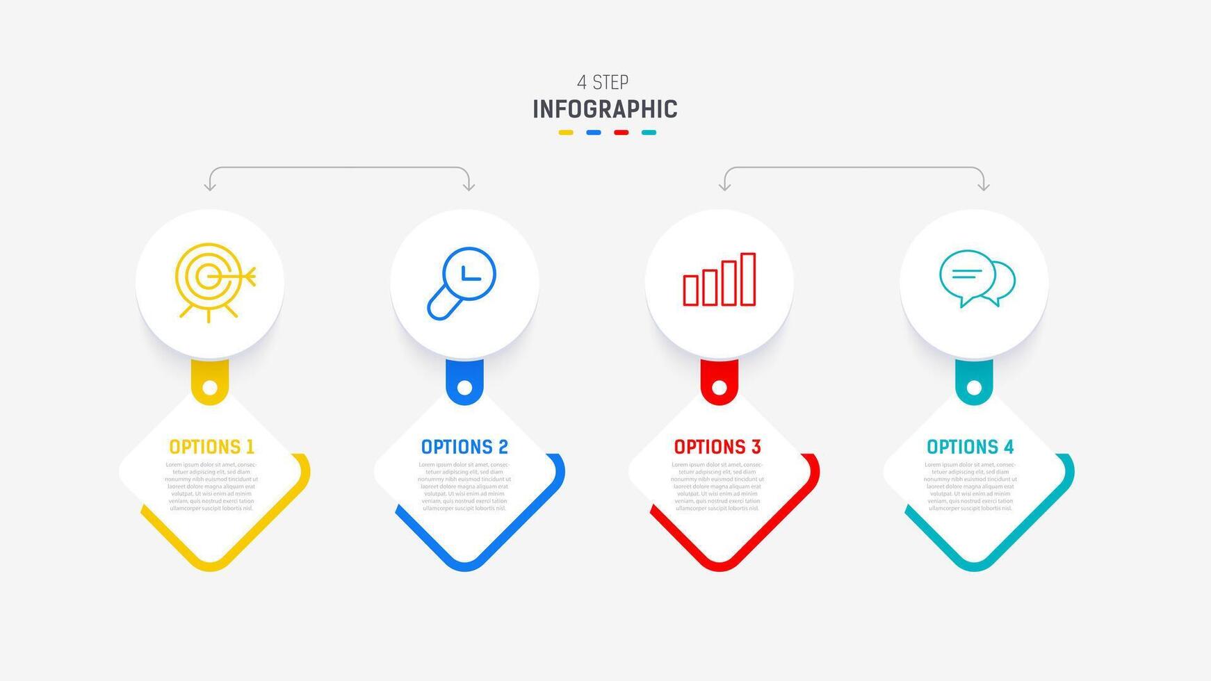 Four Step Infographic element design template for presentation. process diagram and presentations step, workflow layout, banner, flow chart, info graphic illustration. vector