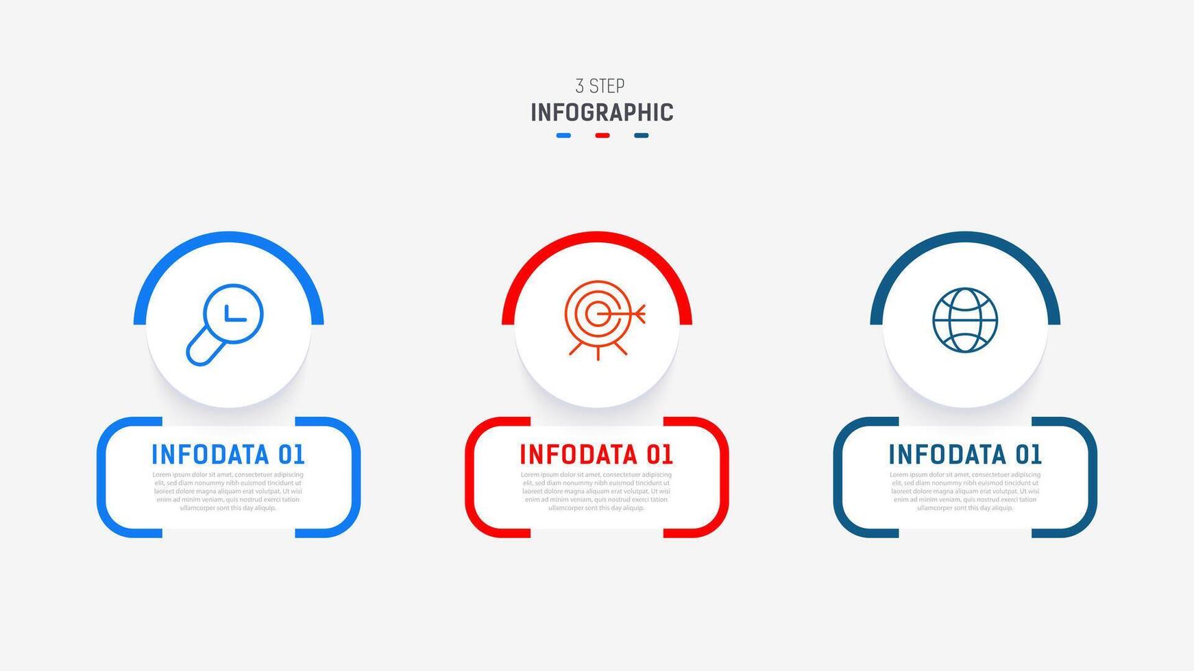 Three Step Infographic label design template with line icons. process steps diagram, presentations, workflow layout, banner, flow chart, info graph illustration. vector