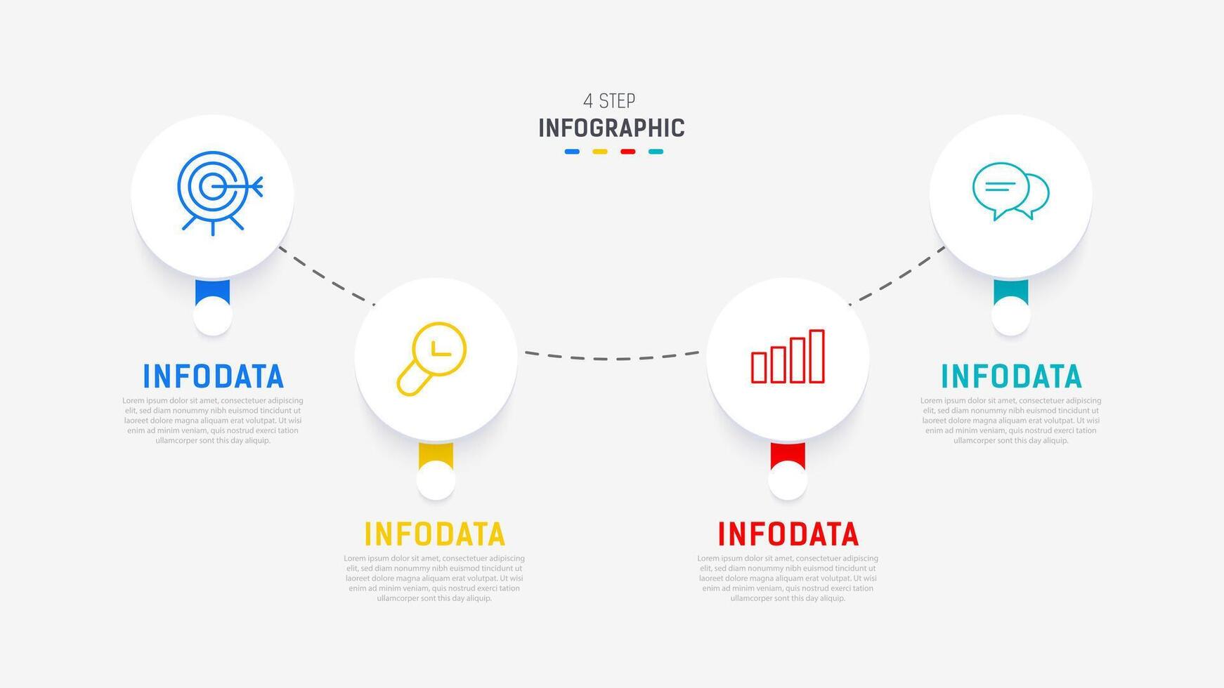 Four Step Infographic element design template for presentation. process diagram and presentations step, workflow layout, banner, flow chart, info graphic illustration. vector