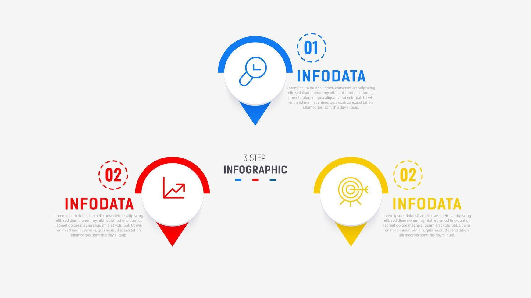 Three Step Infographic label design template with line icons. process steps diagram, presentations, workflow layout, banner, flow chart, info graph illustration. vector