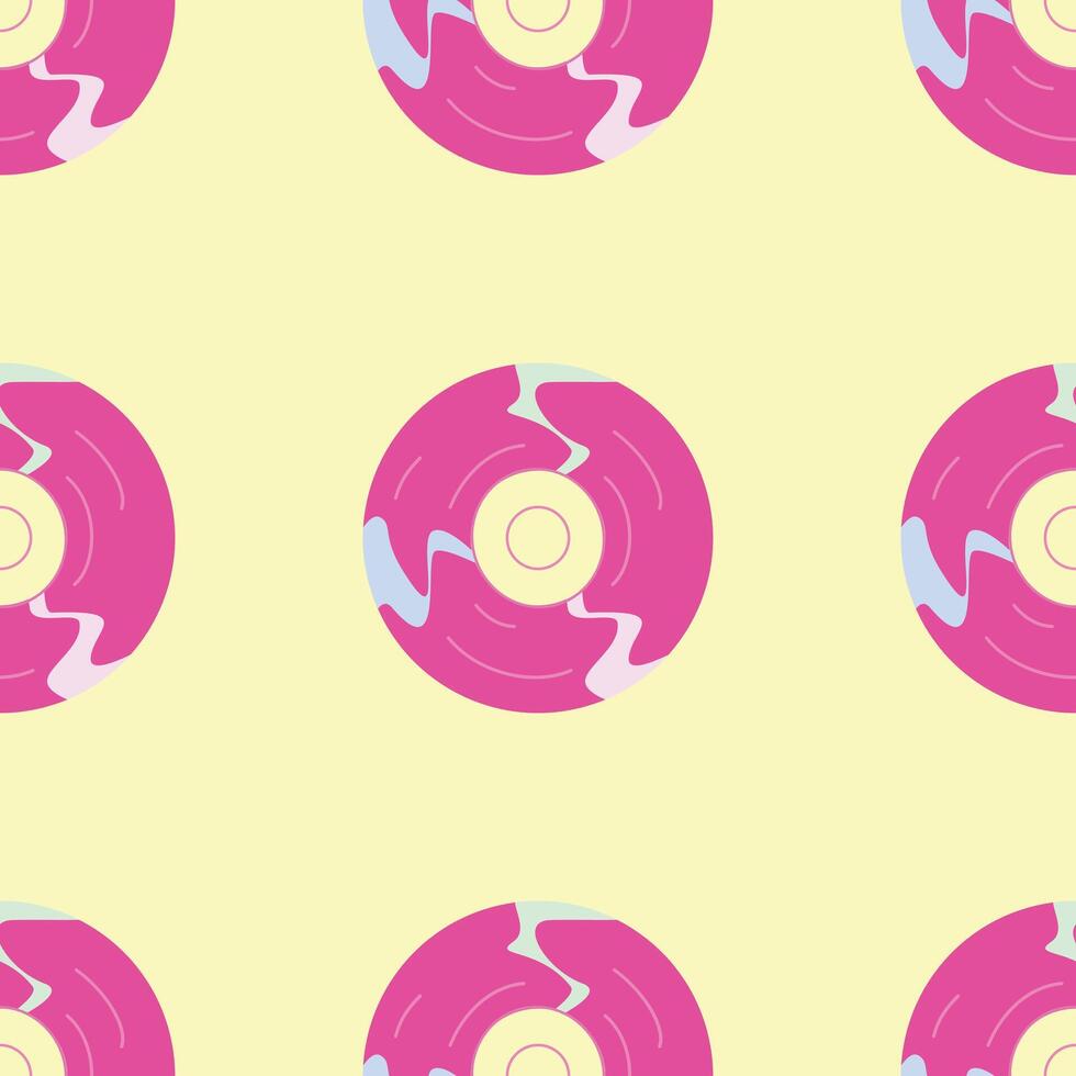 Seamless pattern in 90s style. Pink Disk from the era of the 90s and 80s. Retro badges, patches for your design. illustration. vector