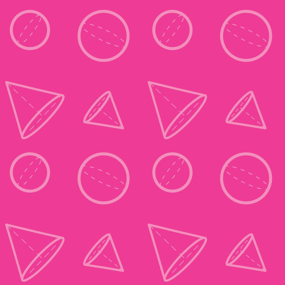 Seamless pattern with school things geometric figures ball and cube. Back to school edition. Flat vector