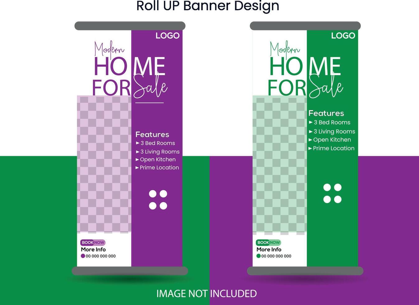 Real state roll up banner design template vector