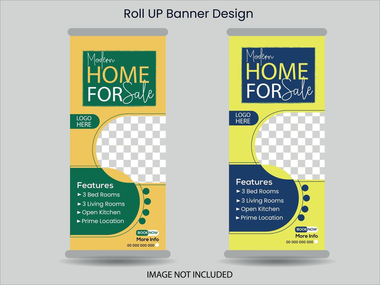 Real state roll up banner design template vector