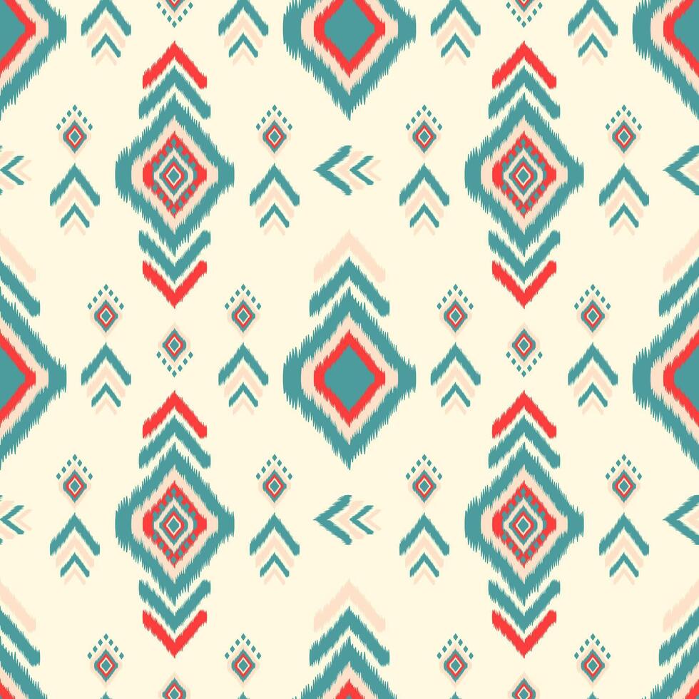 Ikat style fabric seamless pattern background vector