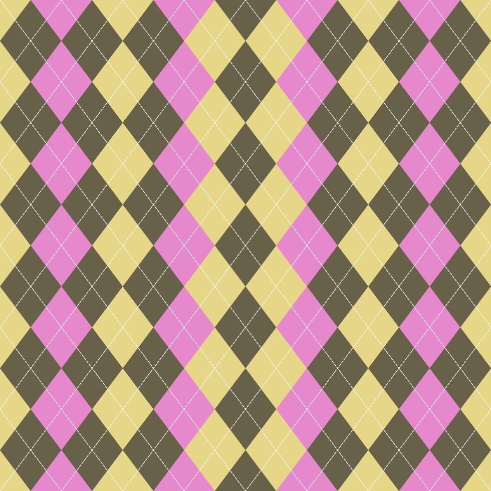 Yellow and Brown and Pink Diamond Shape Fabric Background that is seamless pattern vector