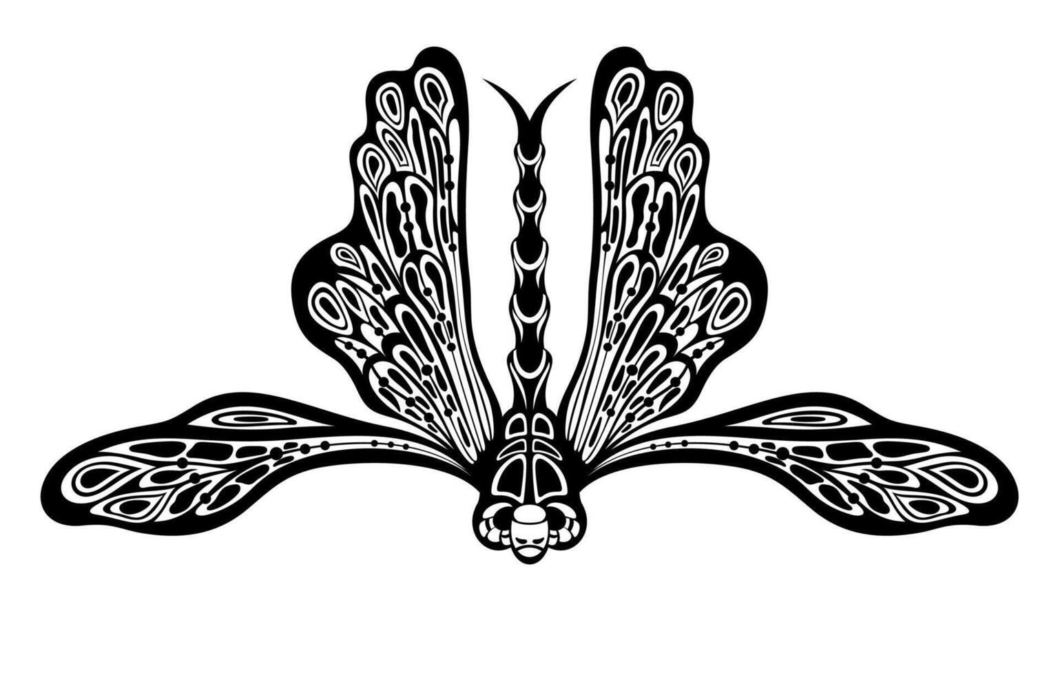 Dragonfly silhouette. beautiful insect sign and symbol. vector