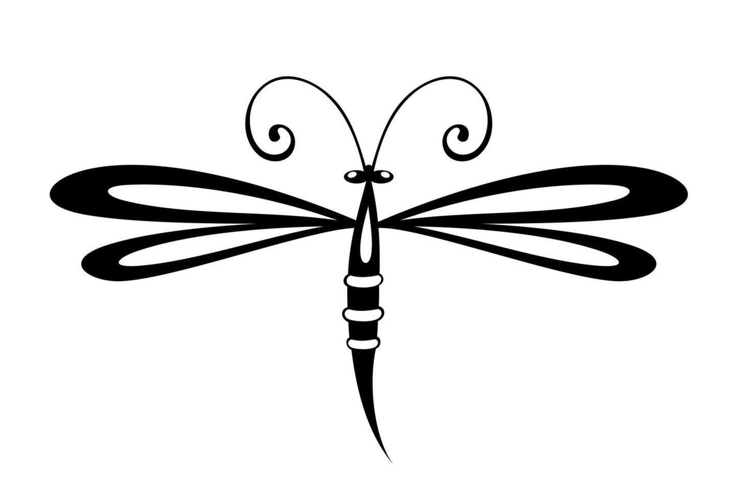 libélula silueta. hermosa insecto firmar y símbolo. vector
