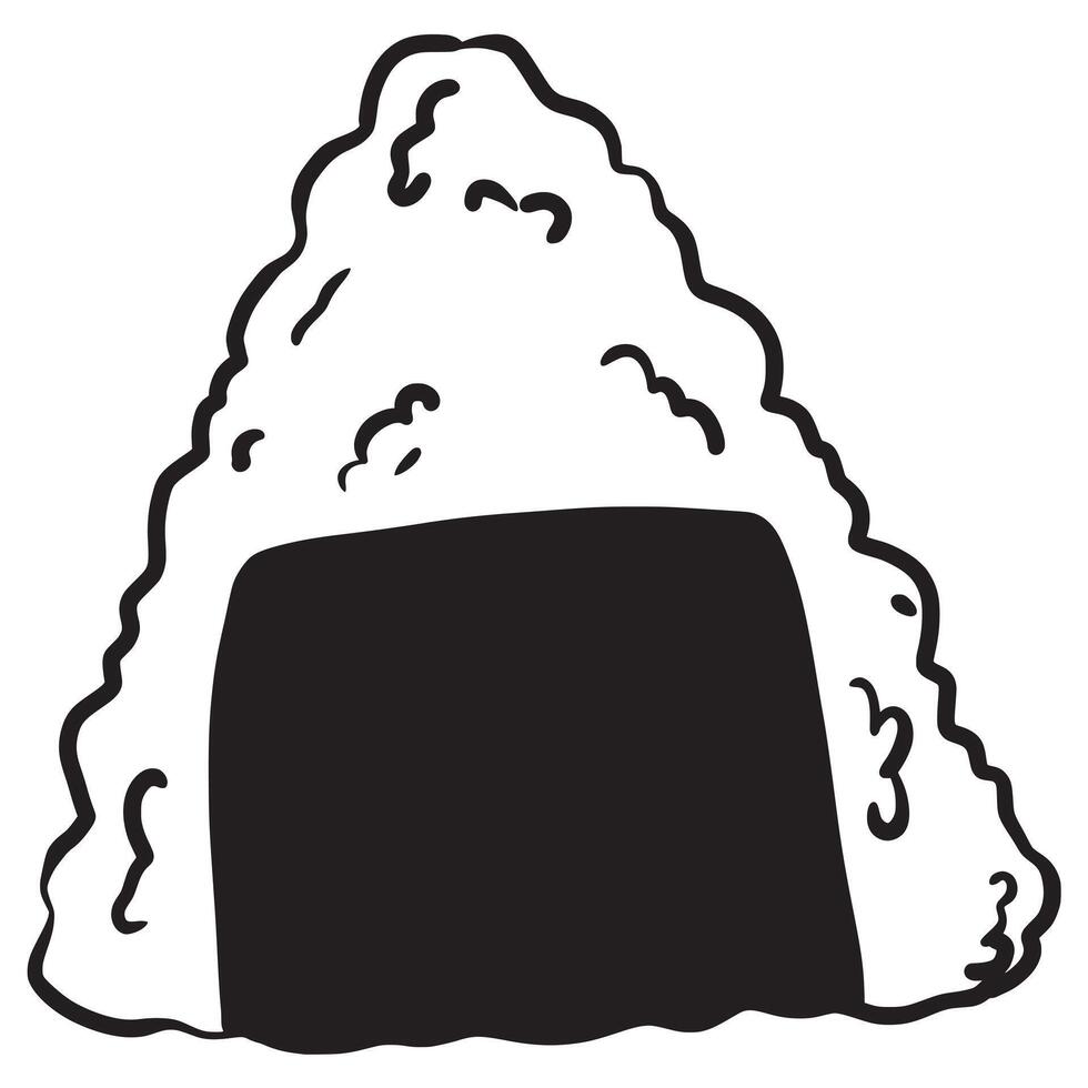 Doodle sketch style of Onigiri Sushi icon illustration for concept design. vector