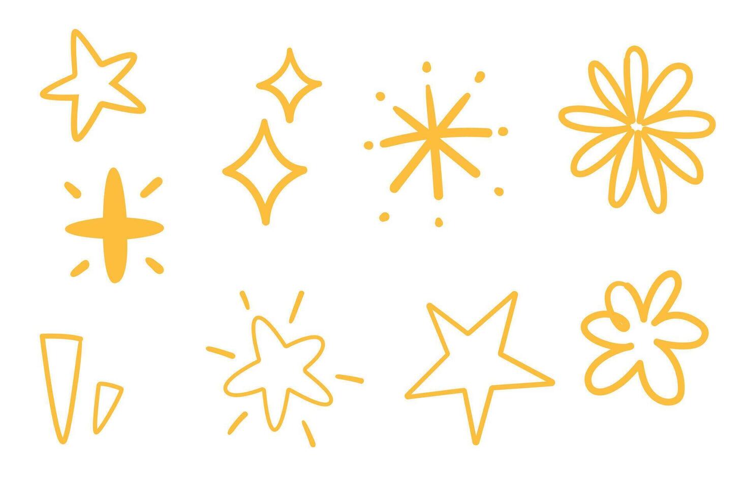 Various star and sparkle doodle hand drawn for element and illustration vector