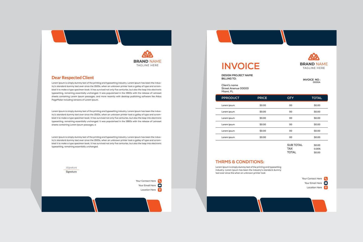 Professional letterhead and invoice design for business headquarters. invoice design illustration, letterhead. Clean, modern, and imaginative corporate style vector