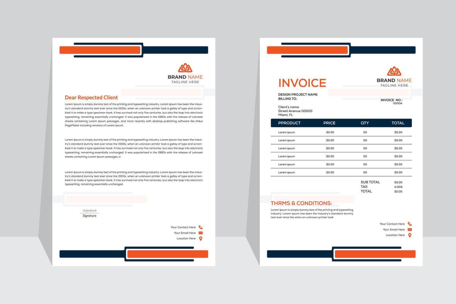 An elegant and creative design for a corporate business invoice letterhead. vector