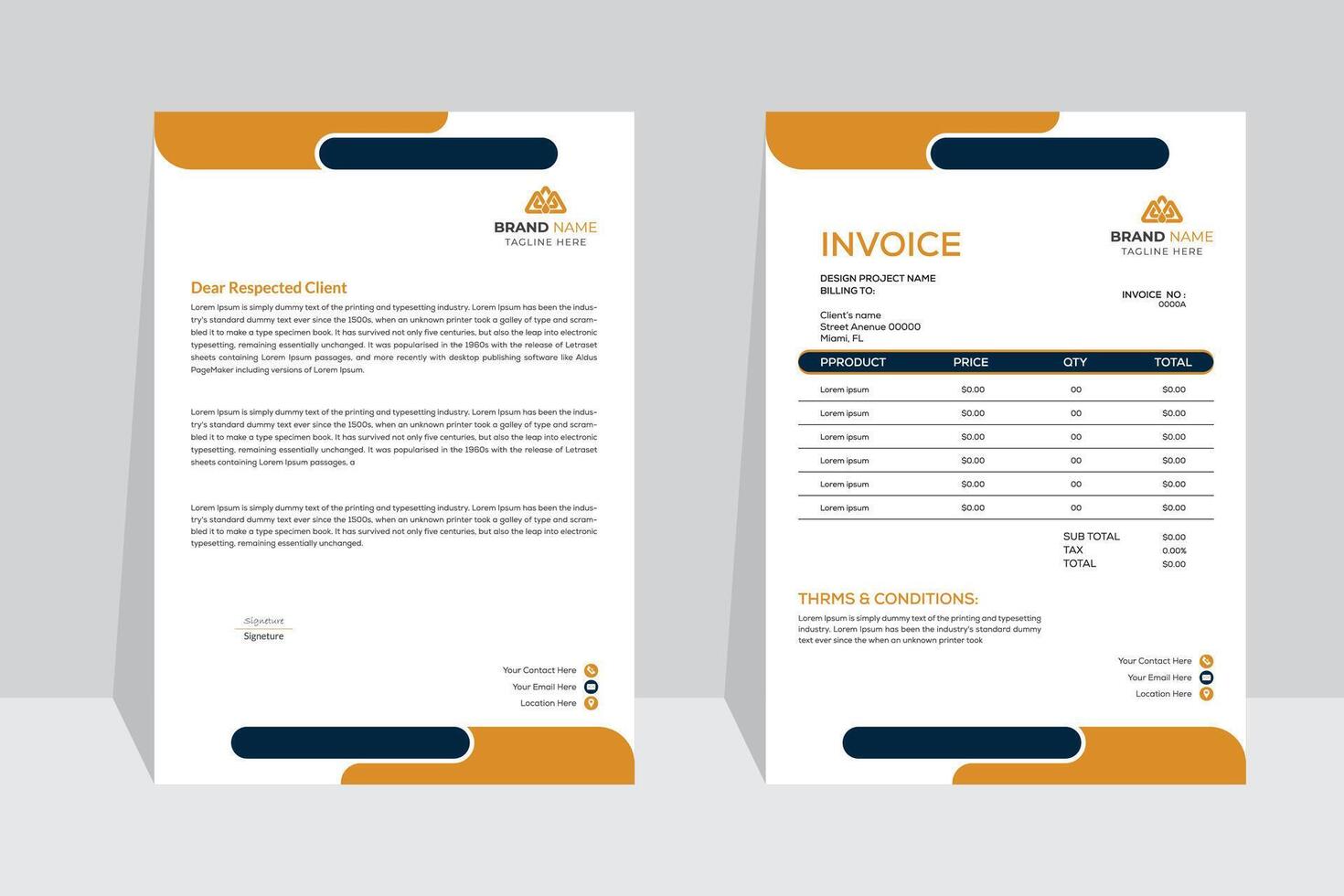 Stylish letterhead and invoice design set featuring imaginative colors and designs. for your company. vector