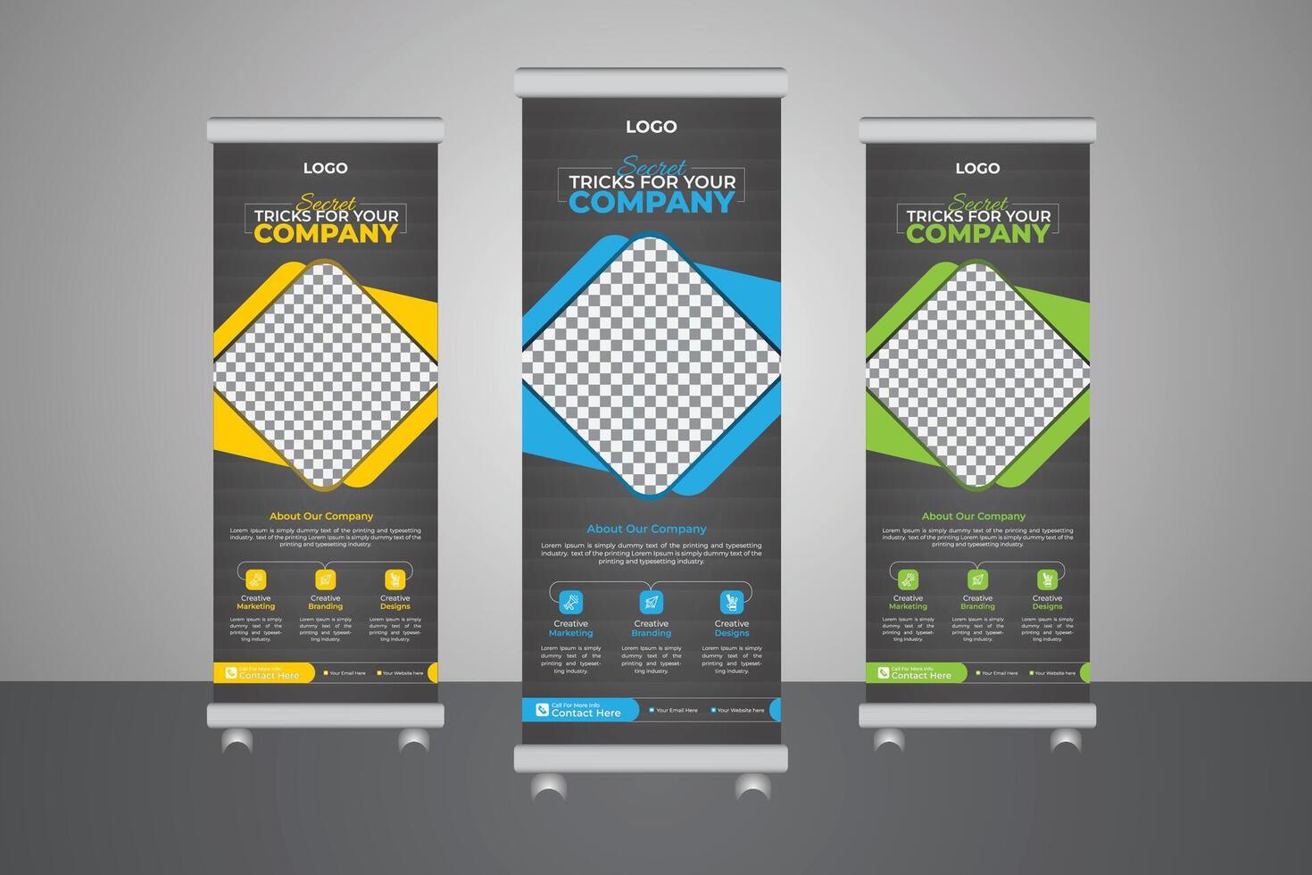 With creative background a modern roll up banner design template vector