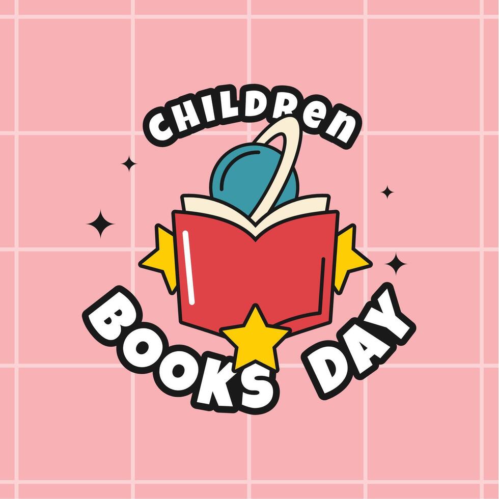 Children Books Day Retro Style Design vector