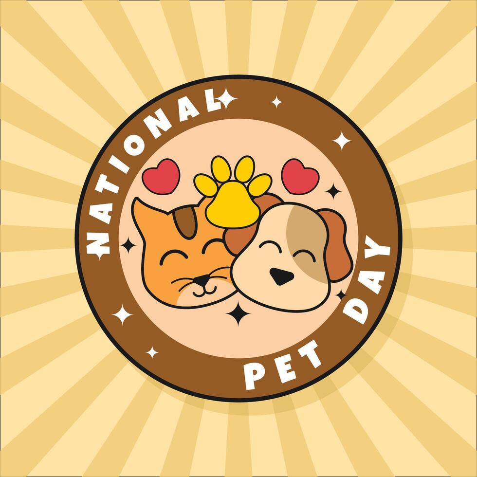 National Pet Day Retro Style Design vector