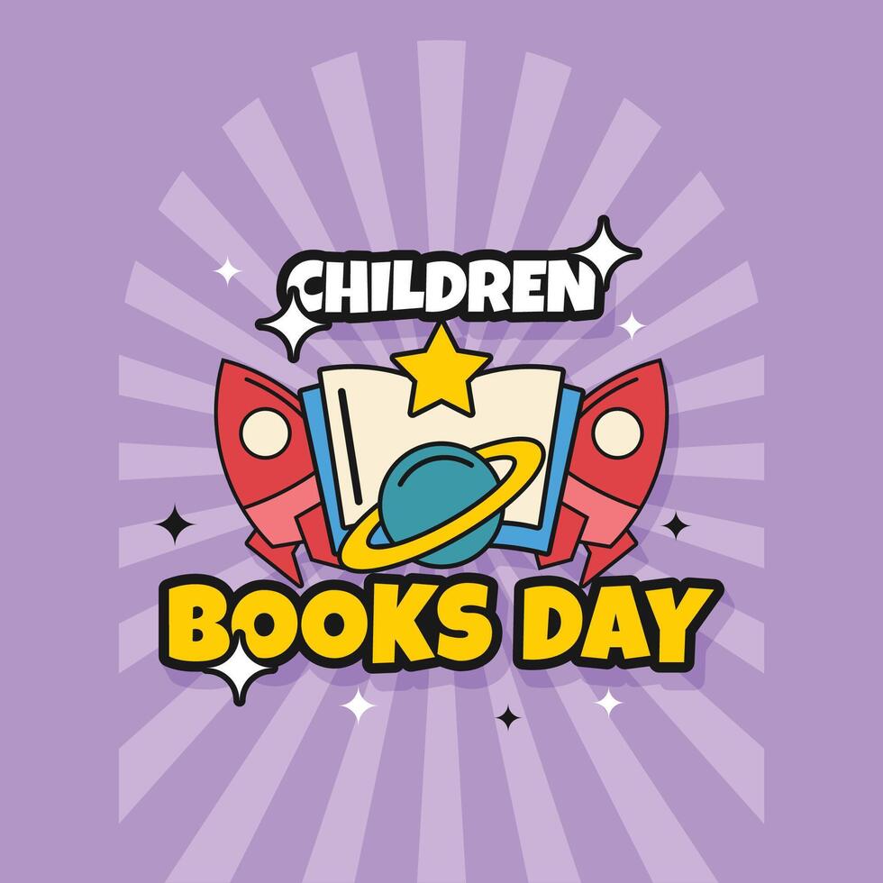 Children Books Day Retro Style Design vector