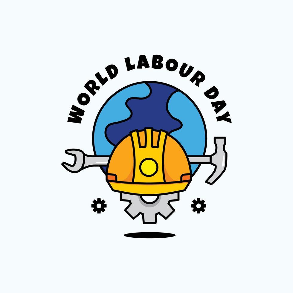 world labour day illustration with groovy style vector