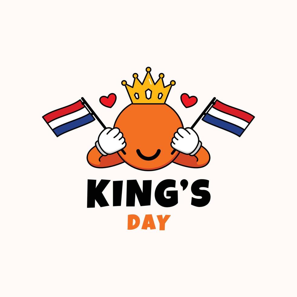 Kings day illustration with groovy style vector