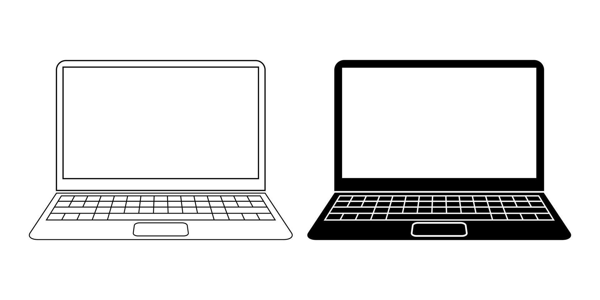frente ver ordenador portátil icono conjunto aislado en blanco antecedentes vector