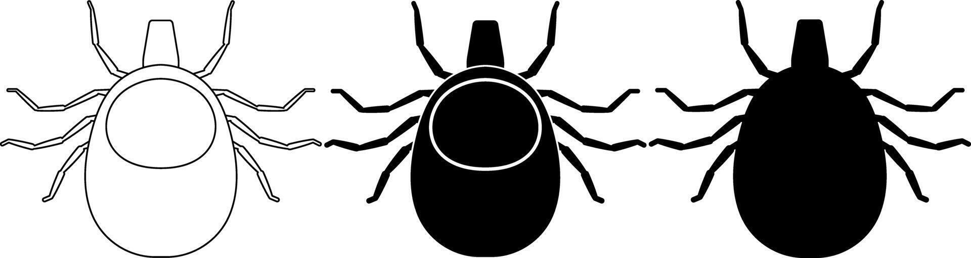 outline silhouette Mite icon set vector
