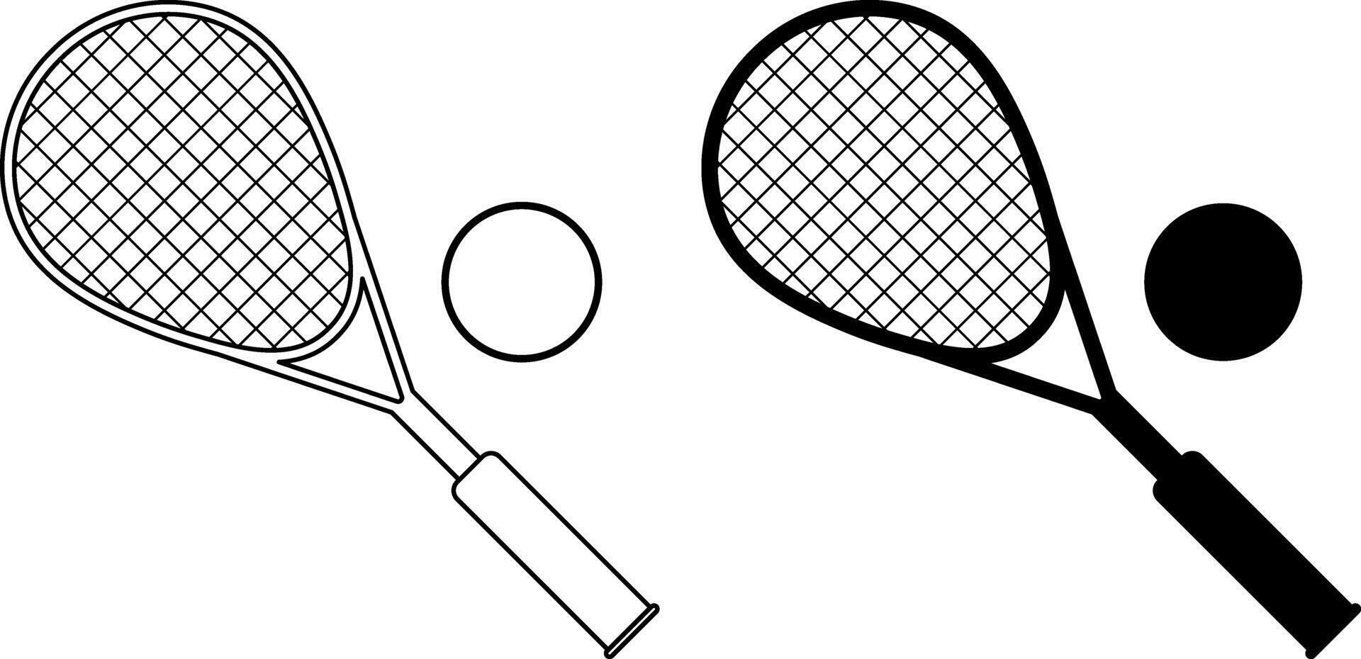squash racket and ball icon set vector