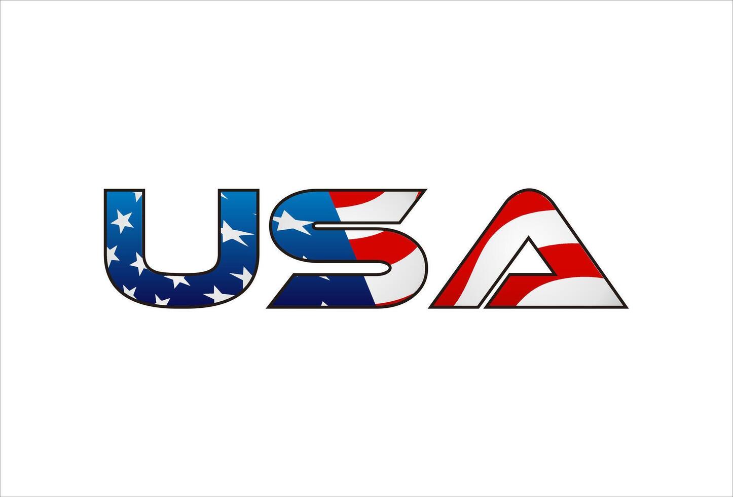 USA United States of America Text Logo with American Flag design template vector