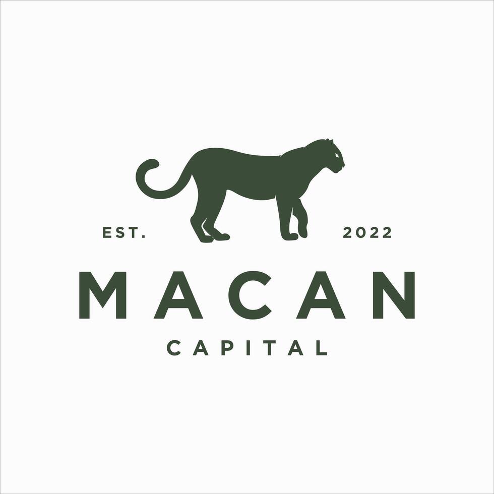 Leopard Black logo template, Silhouette symbol of tiger design isolated on white background. vector