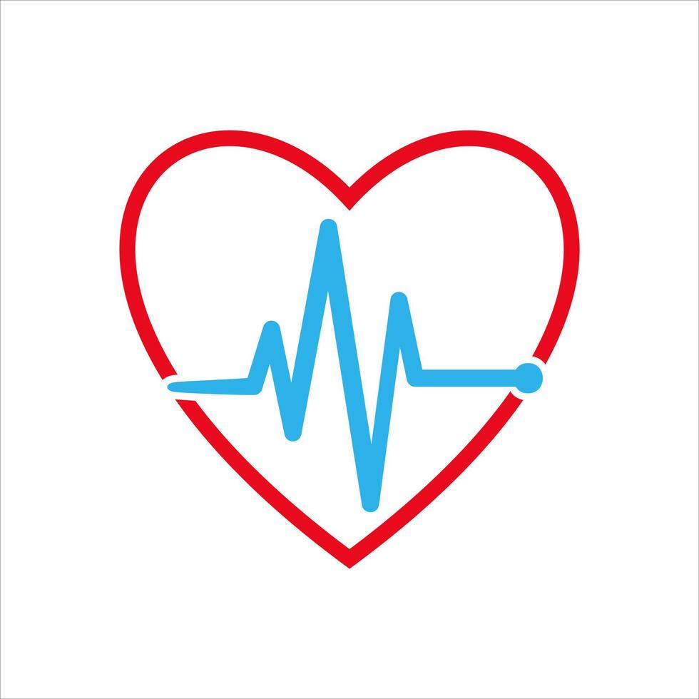 electrocardiogram and heart icon logo template vector