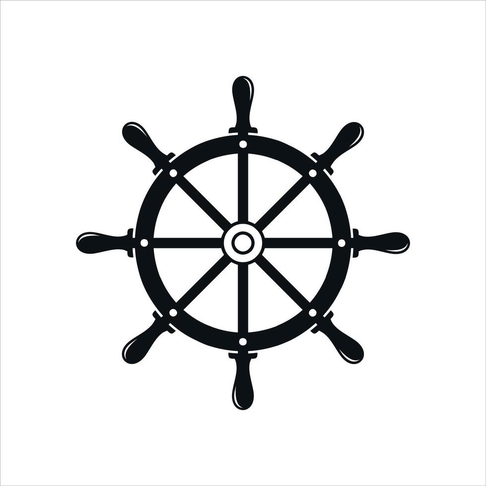 Ship steering wheel icon design on white background. vector
