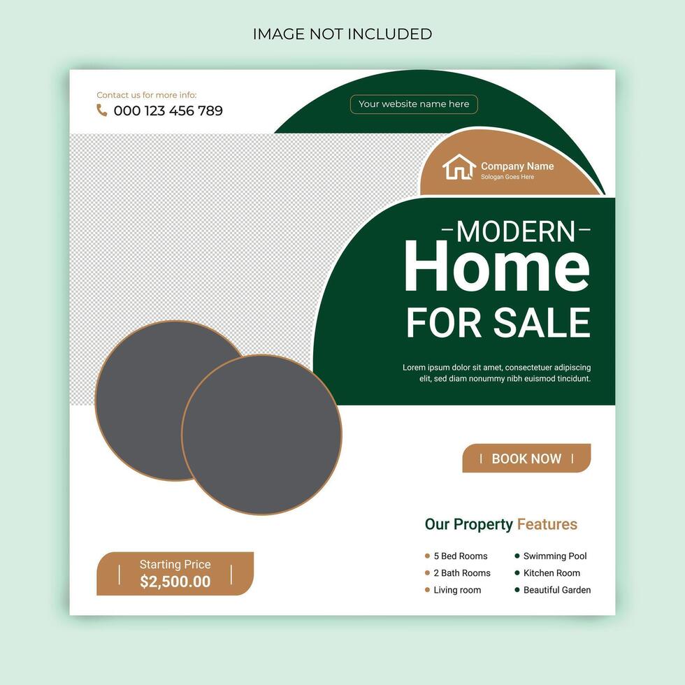 Real estate home sale social media post, modern elegant business home sale web banner template design vector