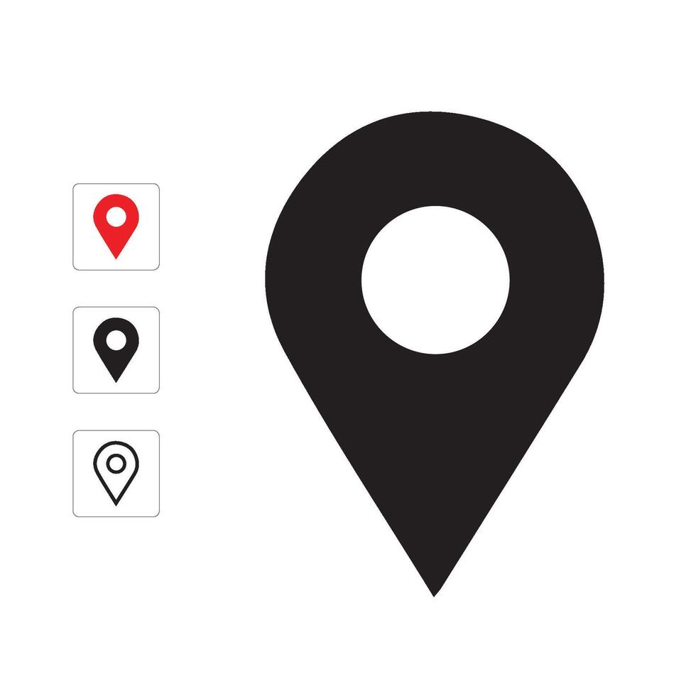 Black location Icon marker with a white dot vector