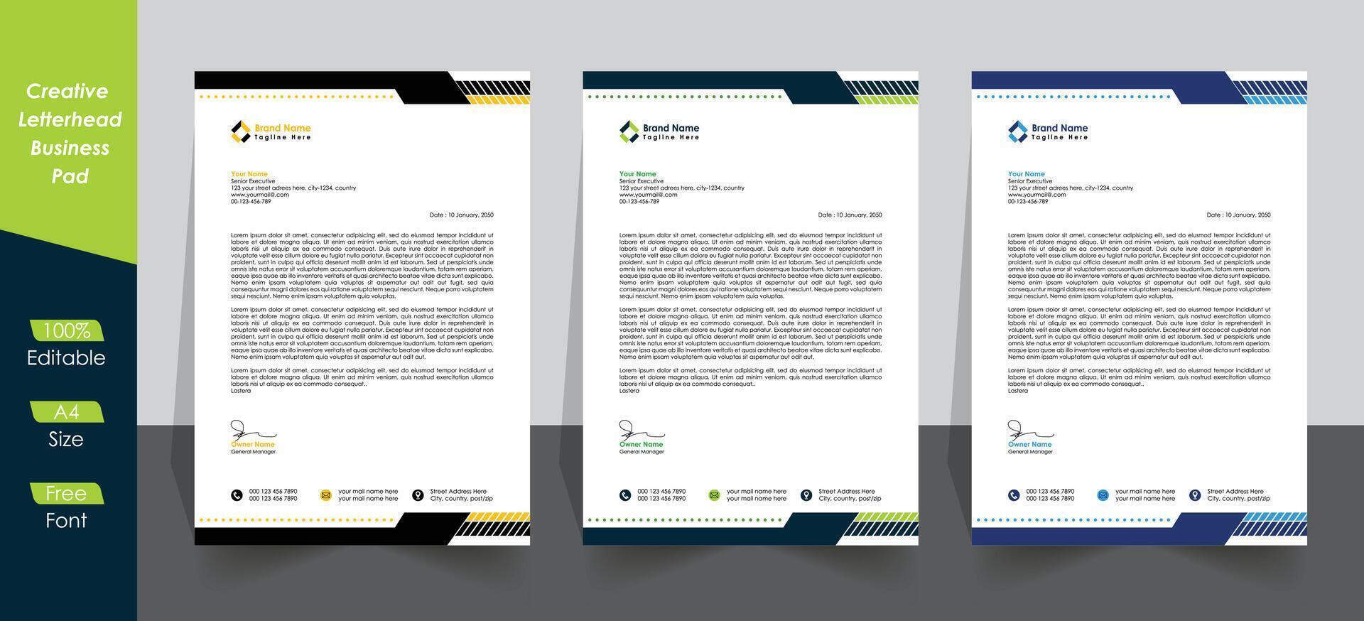 modern professional Letter head design, print size Business Pad template vector
