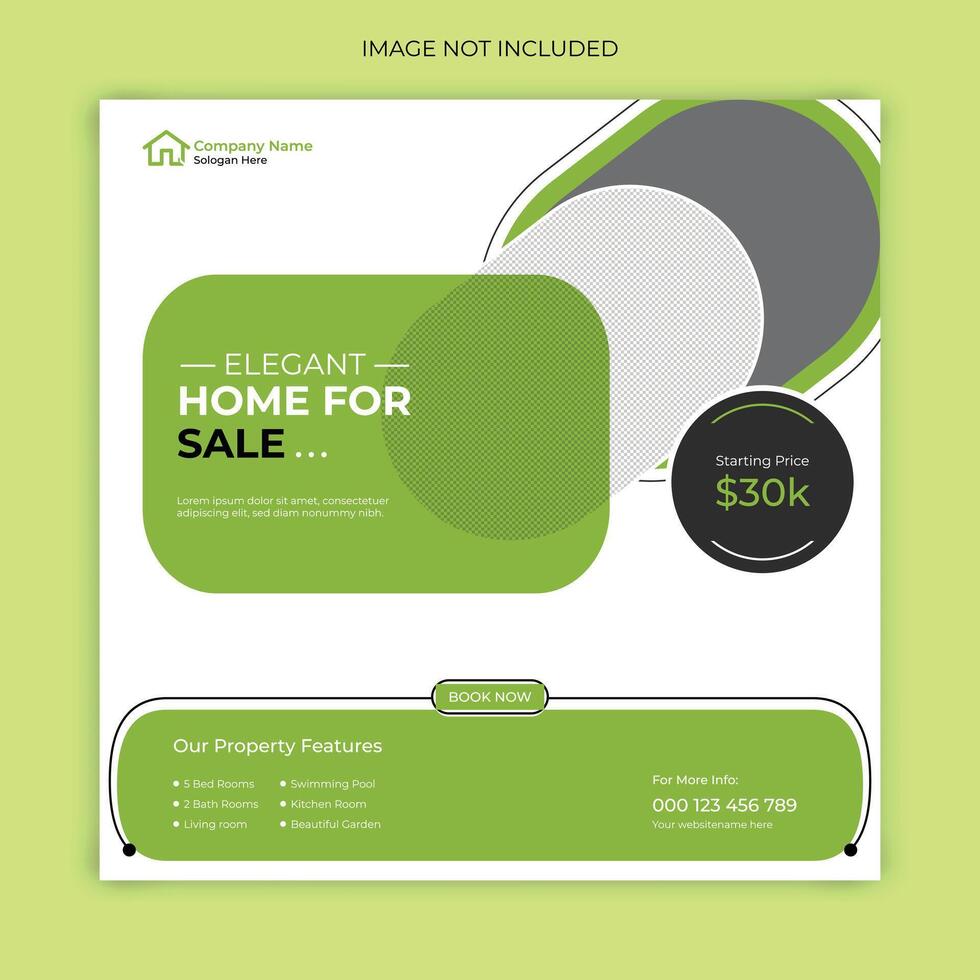 Real estate home sale social media post, modern elegant business home sale web banner template design vector