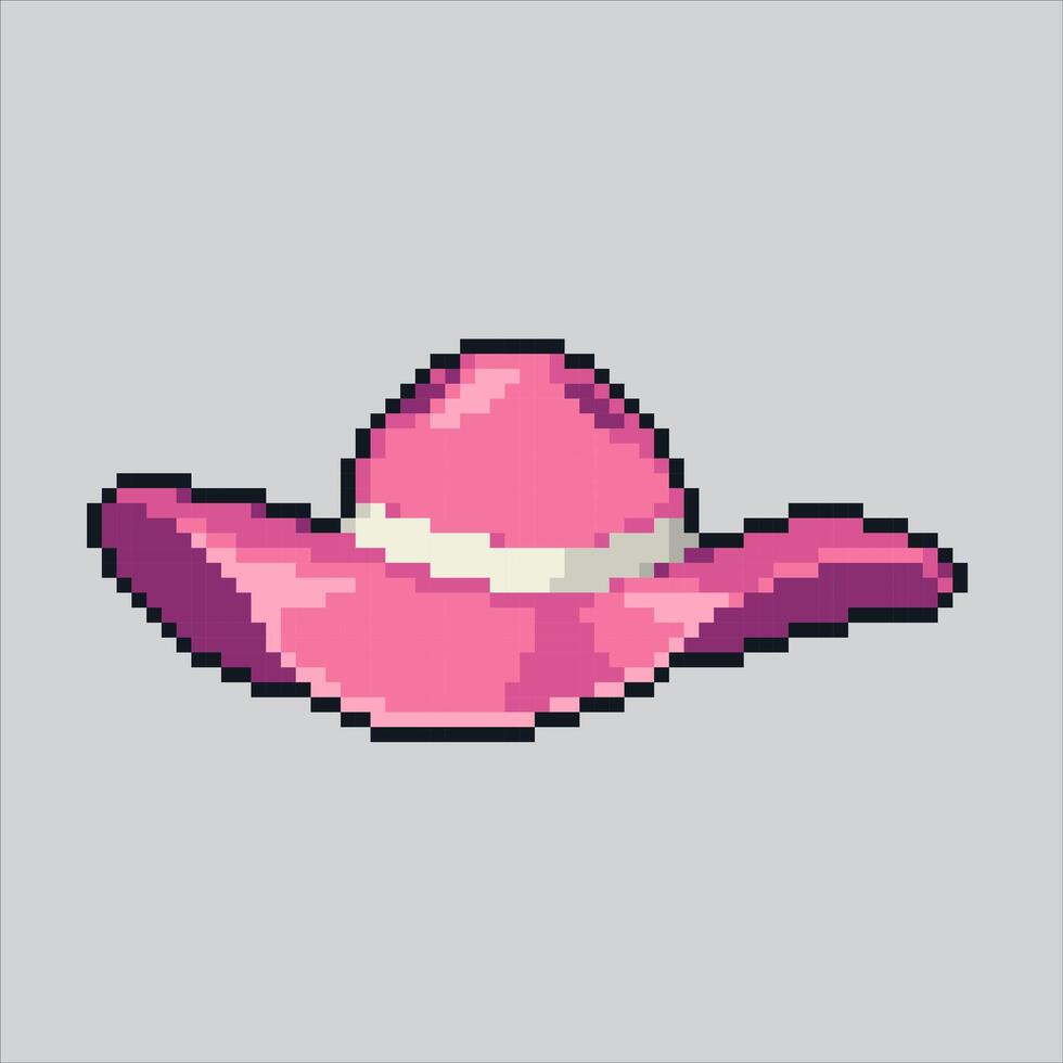 Pixel art illustration Woman Hat. Pixelated Beauty Hat. Beauty Woman Hat pixelated for the pixel art game and icon for website and game. old school retro. vector